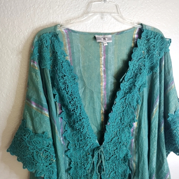 NJ Couture Boho Laced Beach Cover Up Sz M/L - Picture 3 of 9